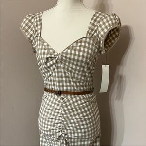 🆕 Stop Staring vintage retro pinup Checkered gingham Midi Dress